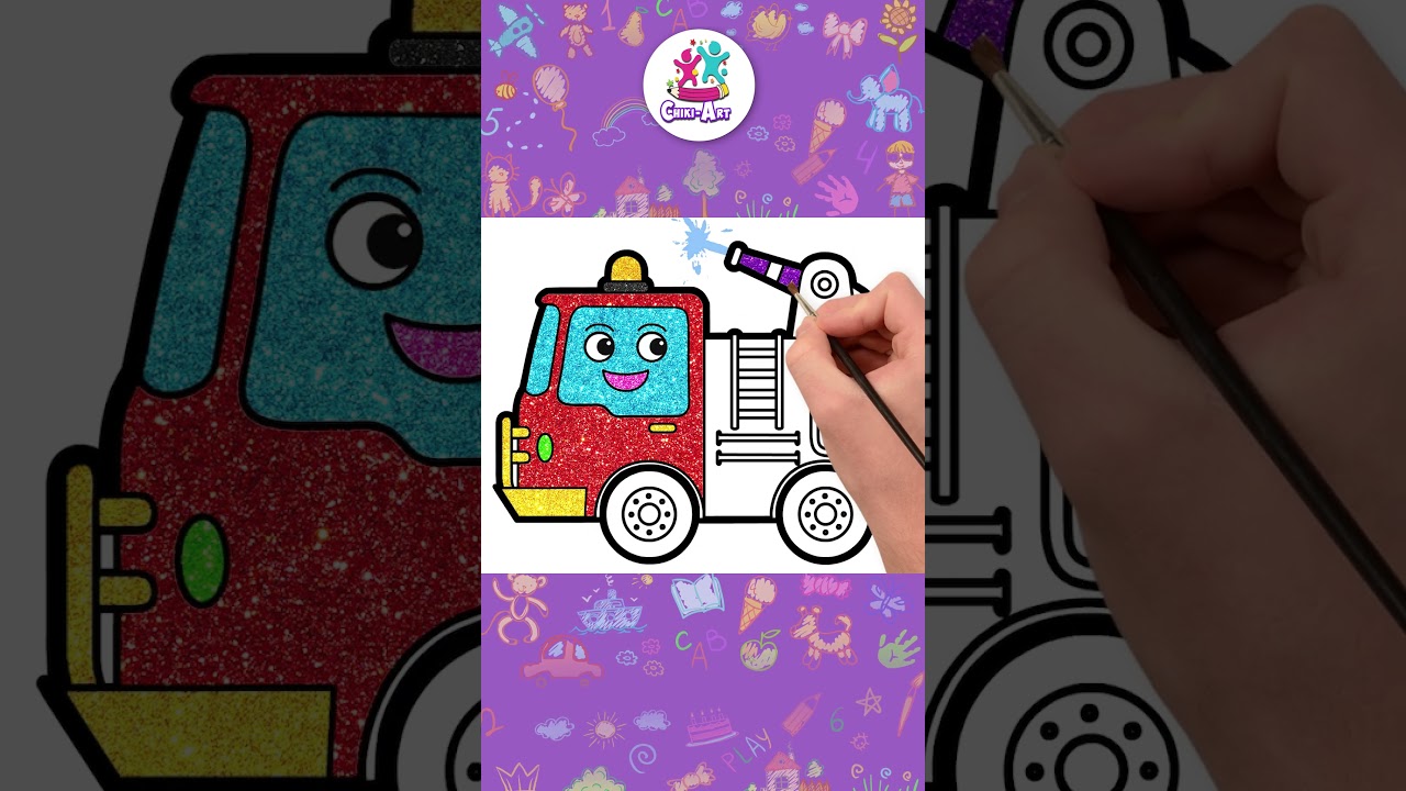 How To Draw Fire Truck 🚒 - Easy Tutorial for Kids #shorts #drawing #coloring