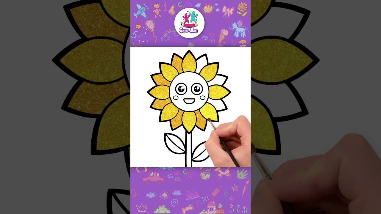 🌻 Sunflower Drawing For Kids | Flower Drawing #shorts #drawing #coloring #hooplakidzhowto