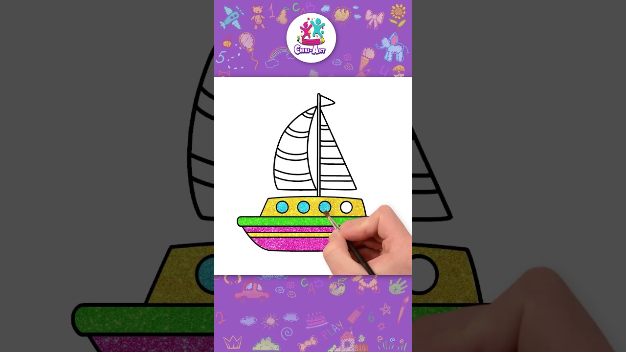 Draw A Sailboat Easily 🚤#shorts #drawing #coloring #hooplakidzhowto