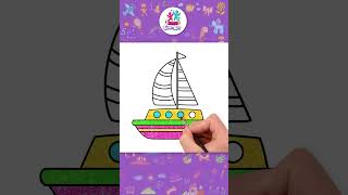 Draw A Sailboat Easily 🚤#shorts #drawing #coloring #hooplakidzhowto