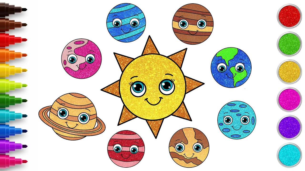 How to Draw Planets🌎| Solar System Drawing | Easy Drawing and Coloring for Kids | HooplaKidz How To