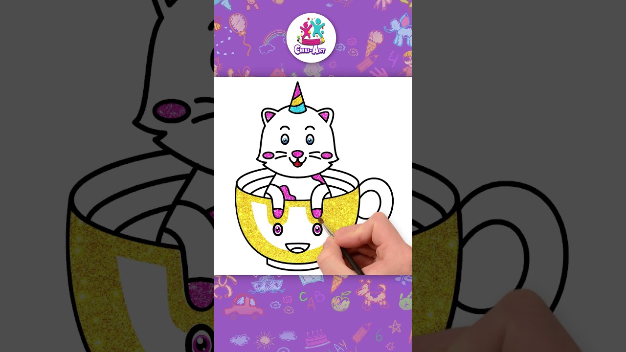 🦄How To Draw A Cat | Unicorn Cat #shorts #drawing #coloring #hooplakidzhowto