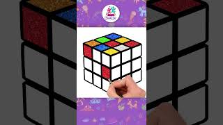 Rubik’s Cube Drawing Made Easy🧊🖍️ #shorts #drawing #coloring