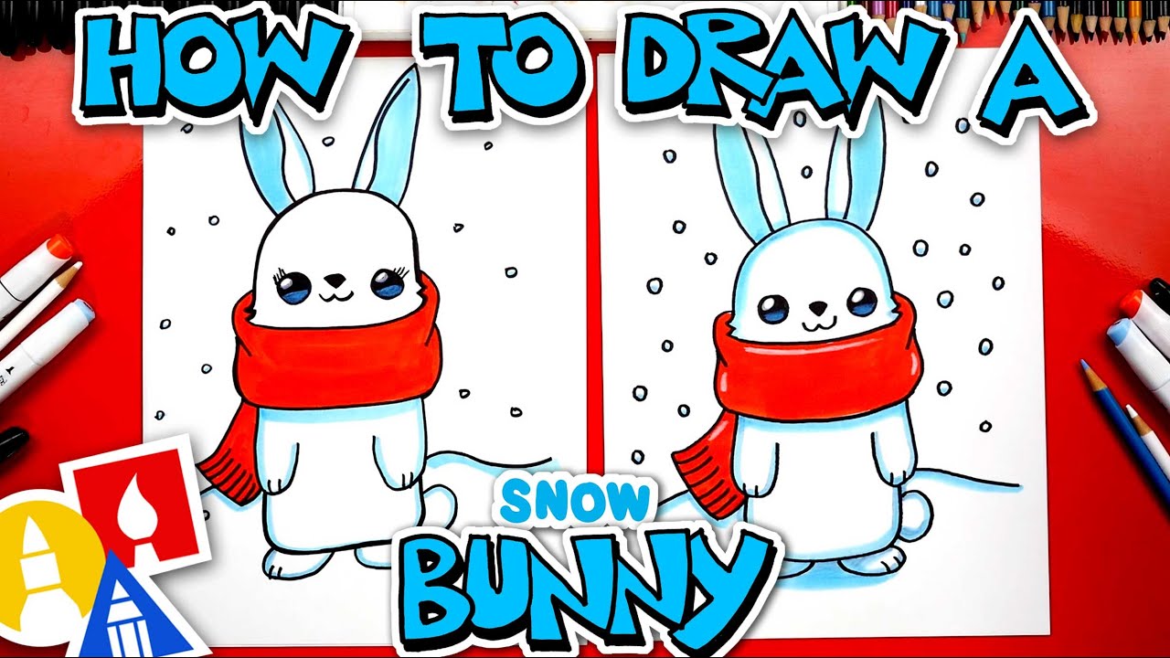 How To Draw a Snow Bunny - Easy Winter Drawing for Kids