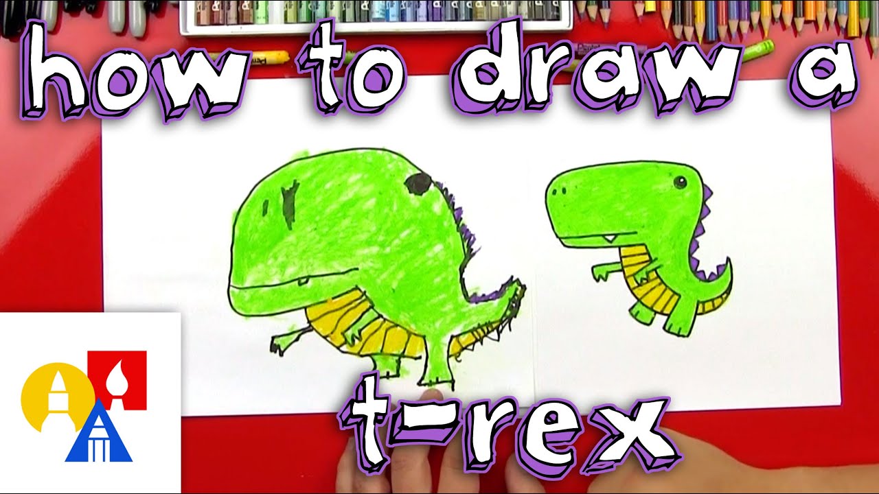 How To Draw a Cartoon T-Rex - Dinosaur Drawing for Kids