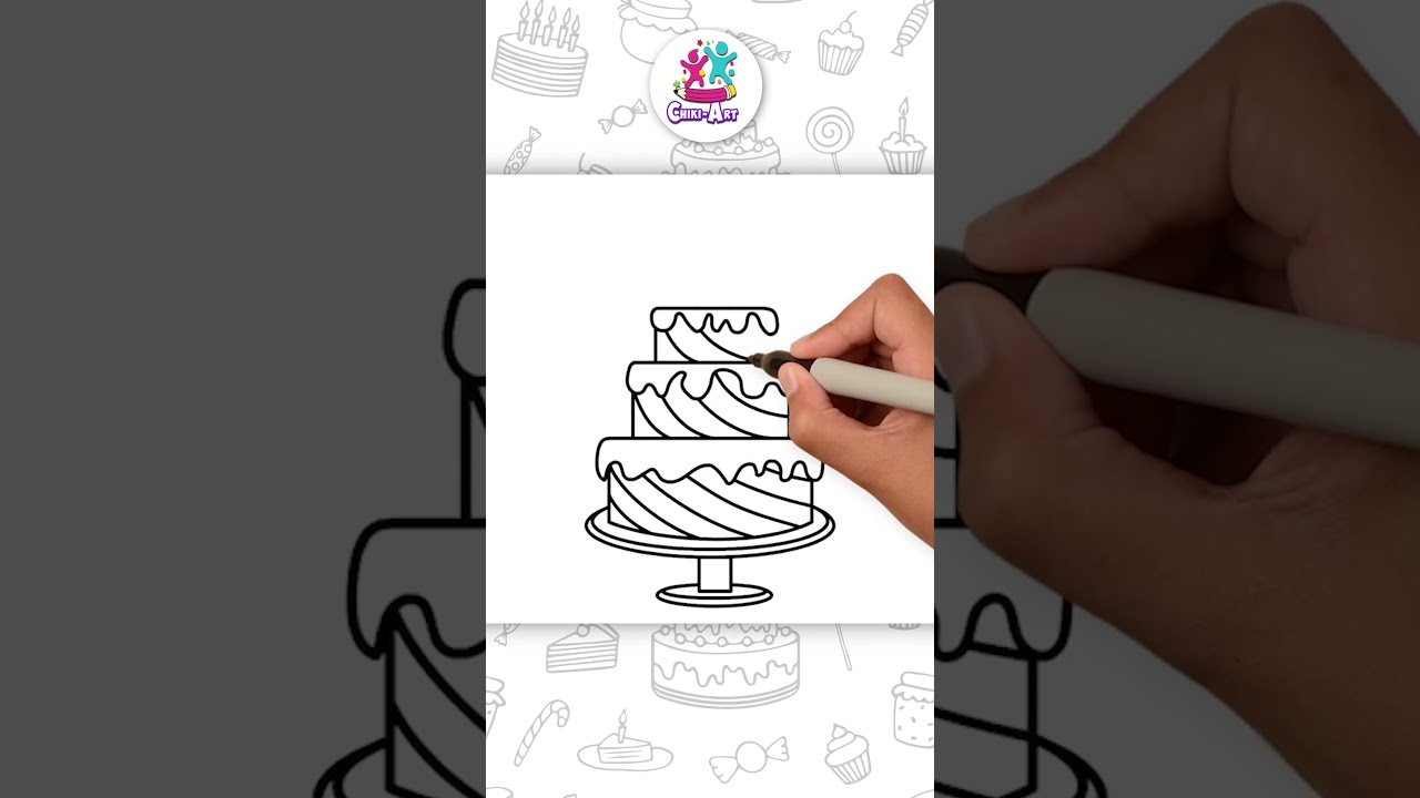 🎂 Draw a Yummy Birthday Cake – Easy Tutorial for Kids! 🍰#shorts #drawing #coloring
