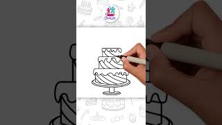 🎂 Draw a Yummy Birthday Cake – Easy Tutorial for Kids! 🍰#shorts #drawing #coloring