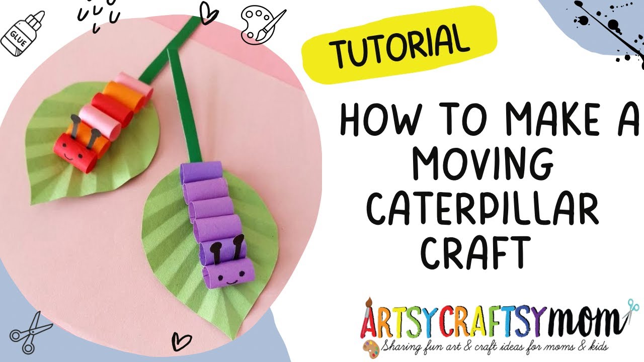 How to make Moving Caterpillar #caterpillar #craft #tutorial #artsycraftsymom #coloring #papercraft