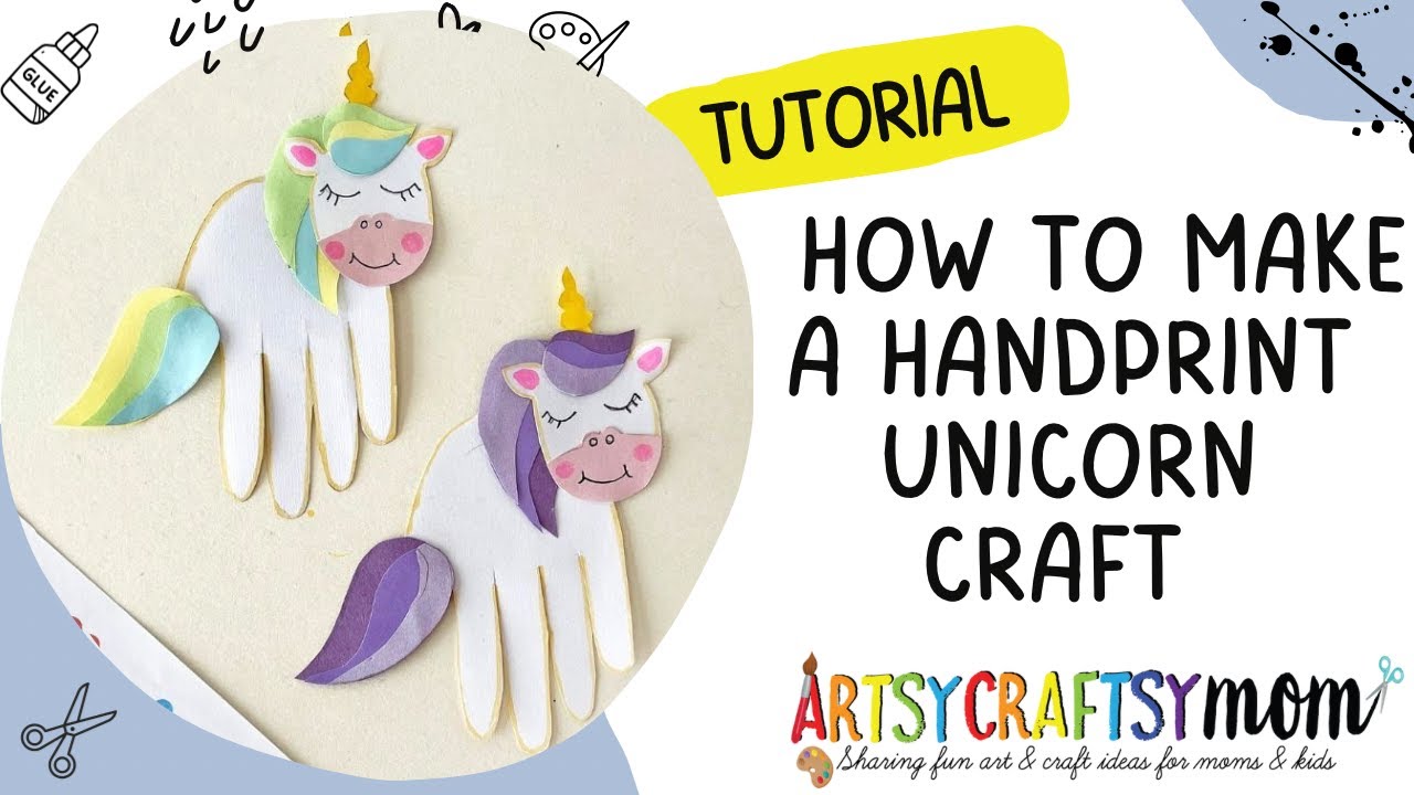How to make Handprint Unicorn #unicorn #tutorial #papercraft #papercraft #artsycraftsymom #coloring