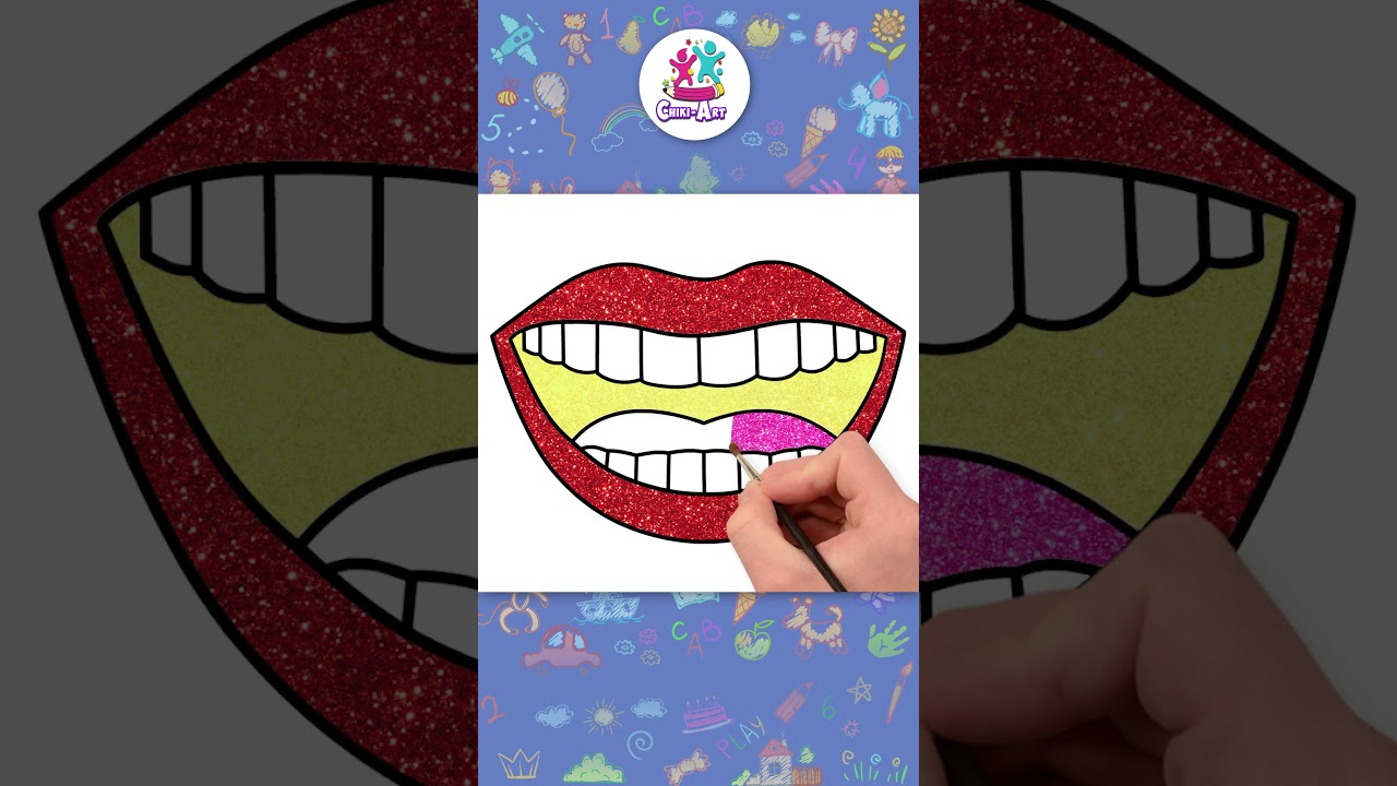Easy Glitter Lips Drawing for Kids! 💋 #shorts #drawing #coloring #hooplakidzhowto