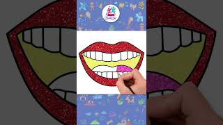 Easy Glitter Lips Drawing for Kids! 💋 #shorts #drawing #coloring #hooplakidzhowto