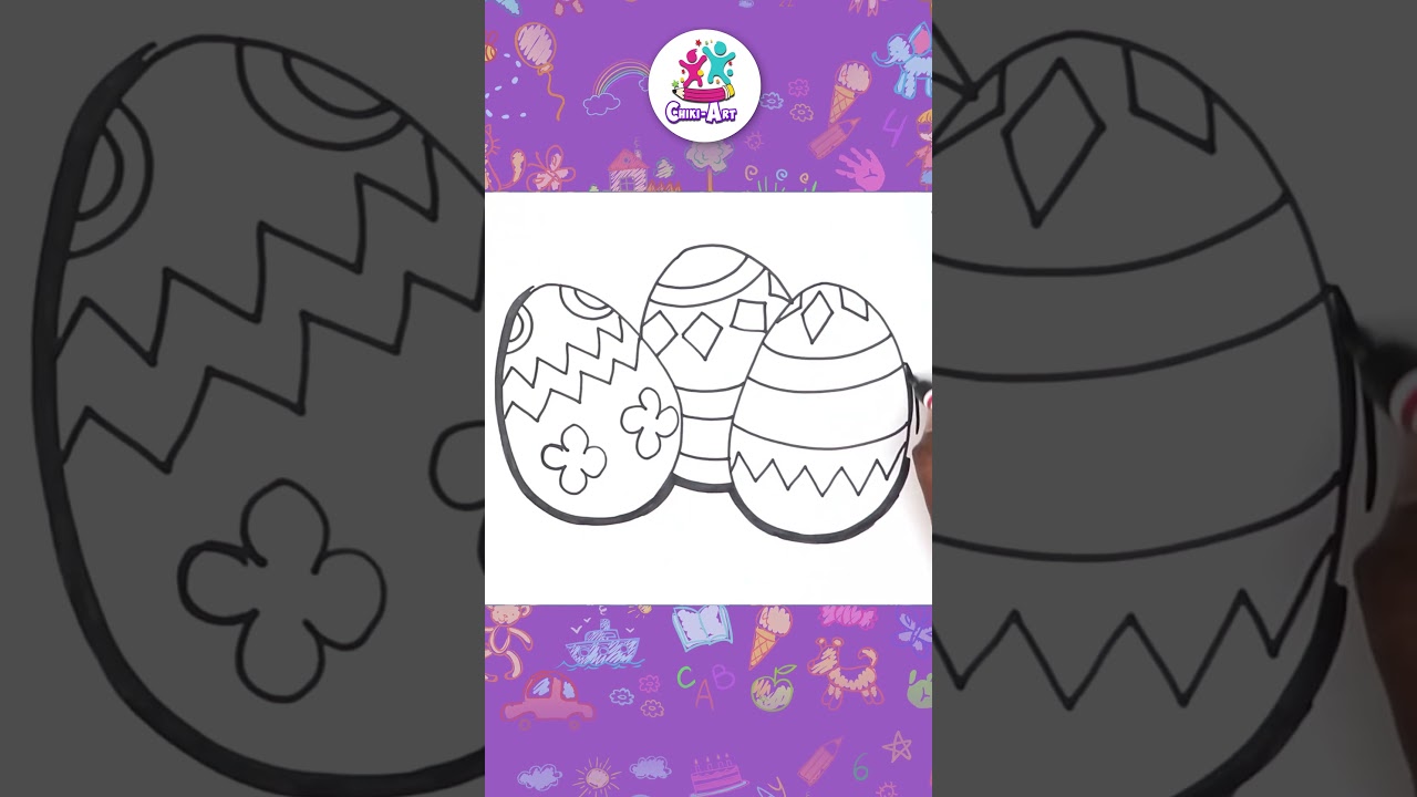 🎨How to Draw Cute Easter Eggs!  #shorts #drawing #coloring #chikiart #hooplakidzhowto