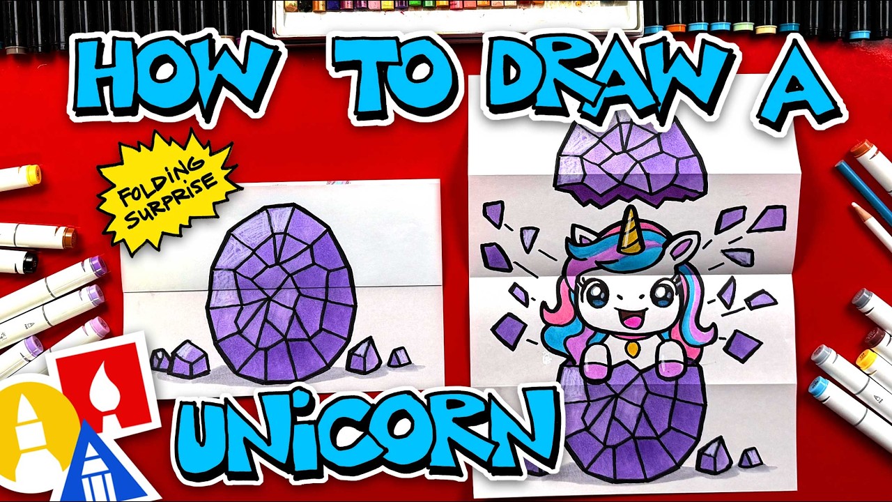How To Draw A Unicorn In A Crystal Egg Folding Surprise