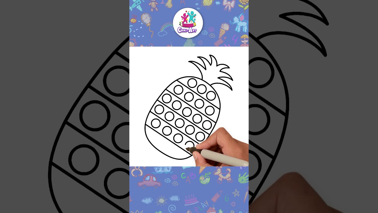 Easy Pop It Pineapple Drawing Tutorial 🍍#shorts #drawing #coloring